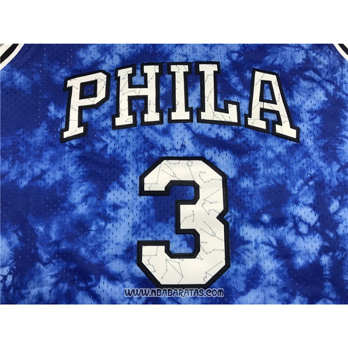 Camiseta Philadelphia 76ers Allen Iverson #3 Galaxy Azul